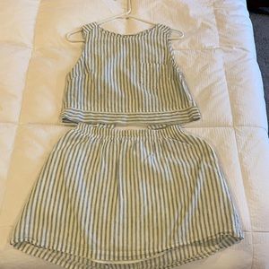 Lush two piece linen skirt and crop open back top